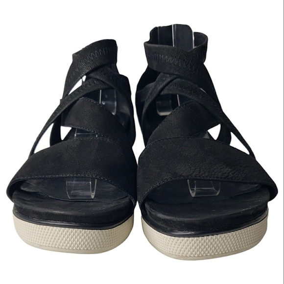 Eileen Fisher Skill Tumbled Nubuck Leather Textile Strappy Sneaker Sandals Zip 8 - Picture 7 of 13